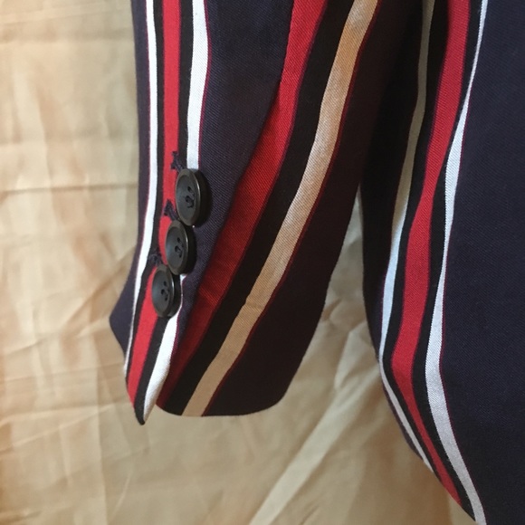 H&M Red Blue White Striped Blazer NWT Sz 12 - Picture 4 of 8